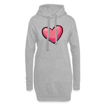Rosa Herz-Illusion - Hoodie-Kleid - Grau meliert - Vorne