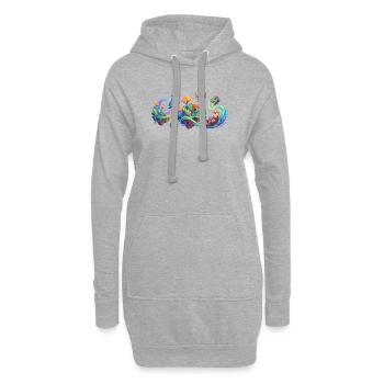 Fantasiewald Tiertraum Fantasy Wald Tiere Motiv - Hoodie-Kleid - Grau meliert - Vorne