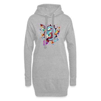 Art de fusées pour le 3e anniversaire - Sweat-shirt à capuche long Femme - gris chiné - Devant