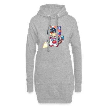 Katzenastronaut im Weltraumanzug - Hoodie-Kleid - Grau meliert - Vorne