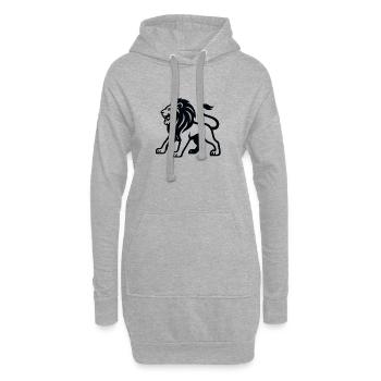 Löwen-Silhouette: kraftvolle Monochrom - Hoodie-Kleid - Grau meliert - Vorne