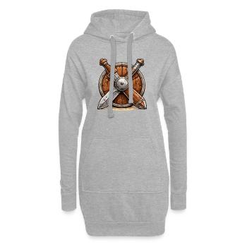 Bouclier et Épées Viking - Sweat-shirt à capuche long Femme - gris chiné - Devant