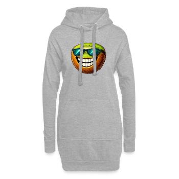 Süßer Kiwi Cartoon Sommer Sonne Grinsen Obst - Hoodie-Kleid - Grau meliert - Vorne