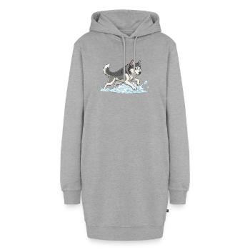 Husky Sprint im Schneeschaum - Hoodie-Kleid - Grau meliert - Vorne