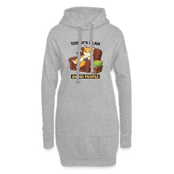 Plan du jour : Éviter les humains, chat - Sweat-shirt à capuche long Femme - gris chiné - Devant