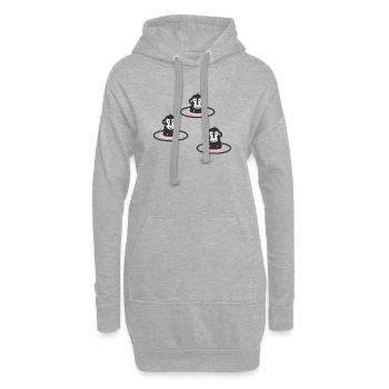 Drei japanische Schneeaffen, Makaken in Onsen, rosa - Hoodie-Kleid - Grau meliert - Vorne