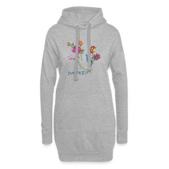 Danke mit einem Blumenstrauß  - Hoodie-Kleid - Grau meliert - Vorne