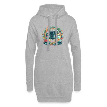 Tropen-Entdecker Binokular-Illustration - Hoodie-Kleid - Grau meliert - Vorne