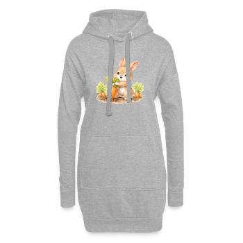 Un lapin mignon qui récolte des carottes dans le jardin - Sweat-shirt à capuche long Femme - gris chiné - Devant