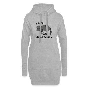 Heute ist mein Lieblingstag – Müde Katze Spruch - Hoodie-Kleid - Grau meliert - Vorne