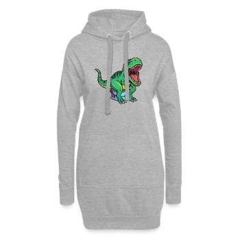 T Rex auf Toilette Cartoon - Hoodie-Kleid - Grau meliert - Vorne
