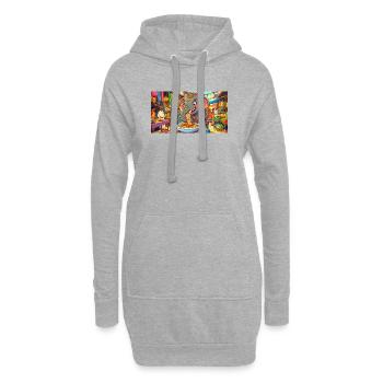 Art drôle de l’éléphant mangeant des spaghettis - Sweat-shirt à capuche long Femme - gris chiné - Devant