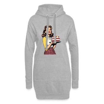 Cuisson Gâteau Cuisson Reine Cuisson Fée Boulanger Pop Art - Sweat-shirt à capuche long Femme - gris chiné - Devant