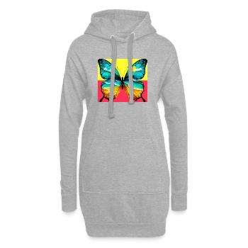 papillon - Sweat-shirt à capuche long Femme - gris chiné - Devant