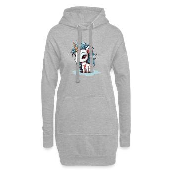 Blauer Mähne Unicorn mit Stern - Hoodie-Kleid - Grau meliert - Vorne