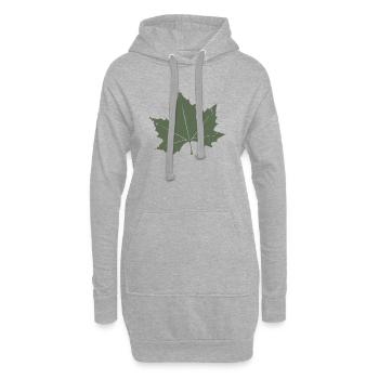 Feuille d’érable verte - Sweat-shirt à capuche long Femme - gris chiné - Devant