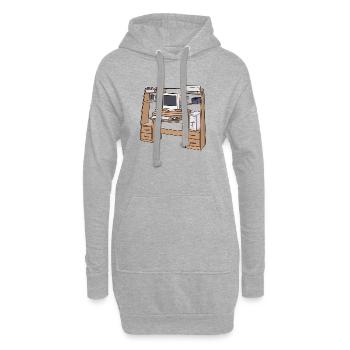 Retro-Computerschreibtisch-Setup 90er 2000er Nostalgie - Hoodie-Kleid - Grau meliert - Vorne