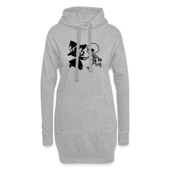 Motif du couple d’Halloween sorcière et squelette - Sweat-shirt à capuche long Femme - gris chiné - Devant