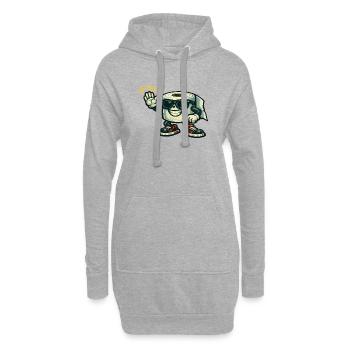 Héros hip-hop en papier toilette avec une basket - Sweat-shirt à capuche long Femme - gris chiné - Devant