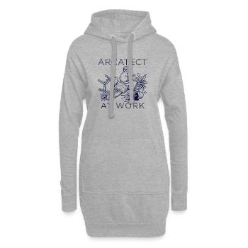 Arbeiterkatze am Werk - Hoodie-Kleid - Grau meliert - Vorne