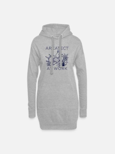 Worker's cat at work - Hoodie Dress - heather grey
