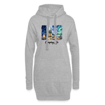 Vie de camping : Aventure aquarelle avec des arbres sous tente - Sweat-shirt à capuche long Femme - gris chiné - Devant