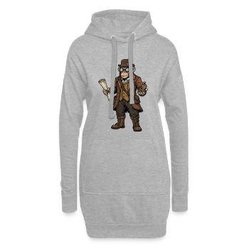 Singe Explorateur Steampunk Aventure Rétro - Sweat-shirt à capuche long Femme - gris chiné - Devant