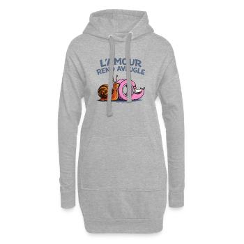 L’amour rend aveugle – humour escargot scotch - Sweat-shirt à capuche long Femme - gris chiné - Devant
