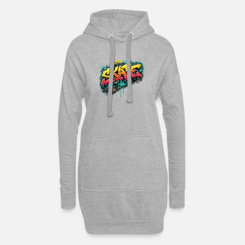 Skate Graffiti Explosion - Hoodie-Kleid - Grau meliert