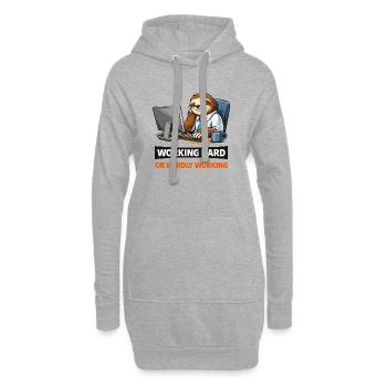 Trägheit am Schreibtisch: Work Hard Meme - Hoodie-Kleid - Grau meliert - Vorne