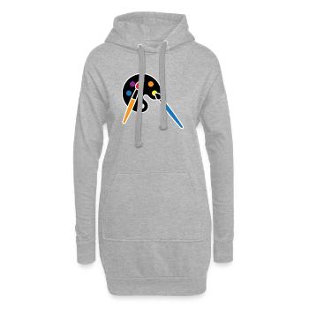 Peinture, palette de couleurs, pinceau, icône artistique - Sweat-shirt à capuche long Femme - gris chiné - Devant