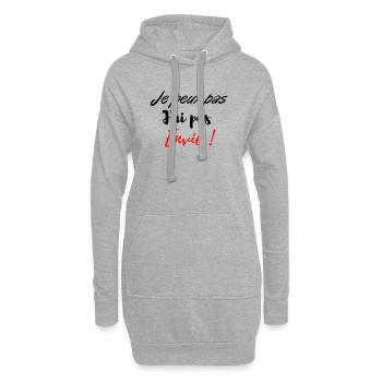 je peux pas j'ai pas envie ! - Sweat-shirt à capuche long Femme - gris chiné - Devant