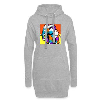 Elefant mit Wolke und Wolken - Hoodie-Kleid - Grau meliert - Vorne