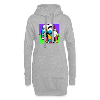 Elefant mit Wolke und Wolken - Hoodie-Kleid - Grau meliert - Vorne