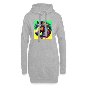 cheval - Sweat-shirt à capuche long Femme - gris chiné - Devant