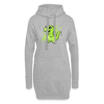Grüner Schleim Dino Comic - Hoodie-Kleid - Grau meliert - Vorne