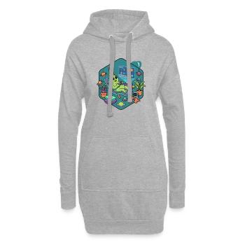 Motif de jeu drôle de gamer extraterrestre - Sweat-shirt à capuche long Femme - gris chiné - Devant