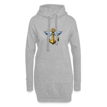 Retro Pixel Art Winged Anchor - Hoodie-Kleid - Grau meliert - Vorne