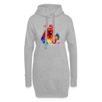 Regenbogenhahn-Aquarell - Hoodie-Kleid - Grau meliert - Vorne