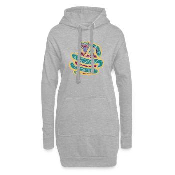 Gekringelte Schlange Neon - Hoodie-Kleid - Grau meliert - Vorne