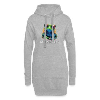 Dünnes Eis Frosch PopArt Shirt - Hoodie-Kleid - Grau meliert - Vorne