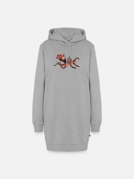 Origami-Krabben-Patchwork - Hoodie-Kleid - Grau meliert