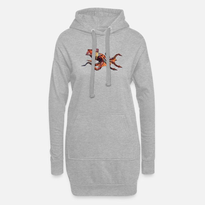 Origami-Krabben-Patchwork - Hoodie-Kleid - Grau meliert