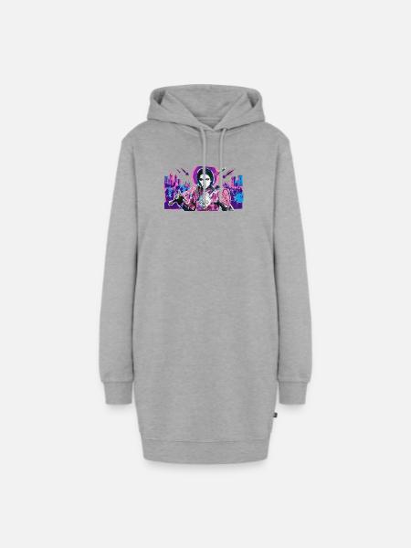 Neonritter mit Herzschild - Hoodie-Kleid - Grau meliert