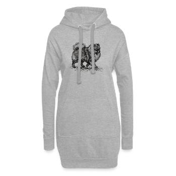 Zwergspitz Sketch – Minimalistisches Hund Design - Hoodie-Kleid - Grau meliert - Vorne