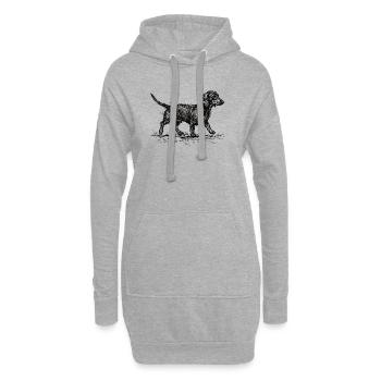 Dackel Sketch – Minimalistisches Hund Design - Hoodie-Kleid - Grau meliert - Vorne