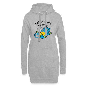 Fröhliche blaue Katze Miauen - Hoodie-Kleid - Grau meliert - Vorne
