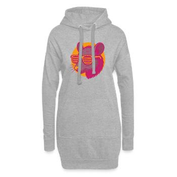 Ratte mit Sonnenbrille - Hoodie-Kleid - Grau meliert - Vorne