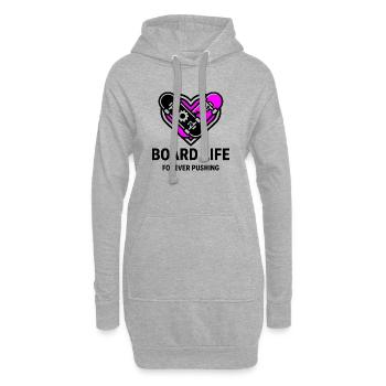 Vie de board, t-shirt de skateur stylé, sweat à capuche, sac - Sweat-shirt à capuche long Femme - gris chiné - Devant