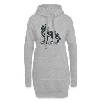 Nordischer Wolf mit Knotenmuster - Hoodie-Kleid - Grau meliert - Vorne